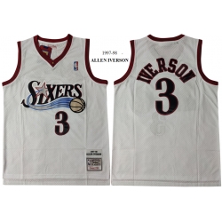 Philadelphia 76ers 3 Allen Iverson White 1997 98 Hardwood Classics Mesh Jersey