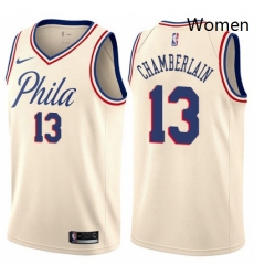 Womens Nike Philadelphia 76ers 13 Wilt Chamberlain Swingman Cream NBA Jersey City Edition