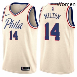 Womens Nike Philadelphia 76ers 14 Shake Milton Swingman Cream NBA Jersey City Edition 