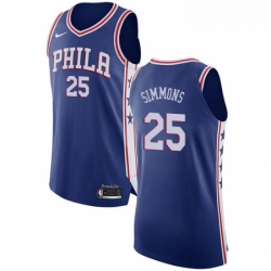 Womens Nike Philadelphia 76ers 25 Ben Simmons Authentic Blue Road NBA Jersey Icon Edition