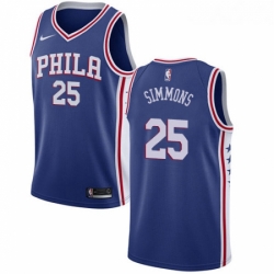 Womens Nike Philadelphia 76ers 25 Ben Simmons Swingman Blue Road NBA Jersey Icon Edition