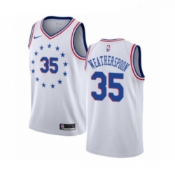 Womens Nike Philadelphia 76ers 35 Clarence Weatherspoon White Swingman Jersey Earned Edition 