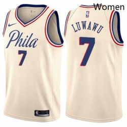 Womens Nike Philadelphia 76ers 7 Timothe Luwawu Swingman Cream NBA Jersey City Edition