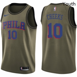 Youth Nike Philadelphia 76ers 10 Maurice Cheeks Swingman Green Salute to Service NBA Jersey