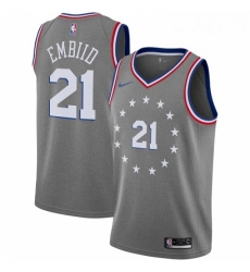 Youth Nike Philadelphia 76ers 21 Joel Embiid Swingman Gray NBA Jersey City Edition