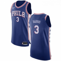 Youth Nike Philadelphia 76ers 3 Dana Barros Authentic Blue Road NBA Jersey Icon Edition