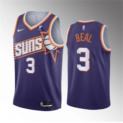 Men Phoenix Suns 3 Bradley Beal Purple Icon Edition Stitched Basketball Jersey