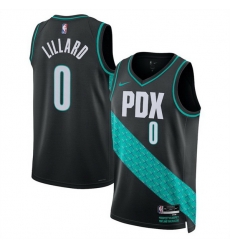 Men Portland Trail Blazers 0 Damian Lillard Black 2025 26 City Edition Edition Stitched Basketball Jersey
