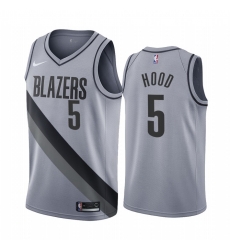 Men Portland Trail Portland Blazers 5 Rodney Hood Gray NBA Swingman 2020 21 Earned Edition Jersey