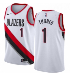 Mens Nike Portland Trail Blazers 1 Evan Turner Authentic White Home NBA Jersey Association Edition