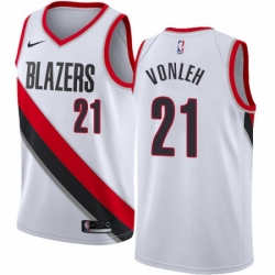 Mens Nike Portland Trail Blazers 21 Noah Vonleh Authentic White Home NBA Jersey Association Edition