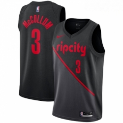 Mens Nike Portland Trail Blazers 3 CJ McCollum Swingman Black NBA Jersey 2018 19 City Edition