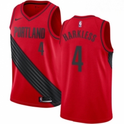 Mens Nike Portland Trail Blazers 4 Moe Harkless Authentic Red Alternate NBA Jersey Statement Edition 