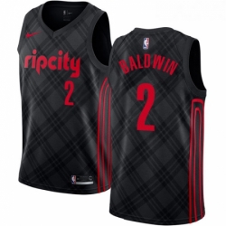 Youth Nike Portland Trail Blazers 2 Wade Baldwin Swingman Black NBA Jersey City Edition 