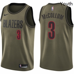 Youth Nike Portland Trail Blazers 3 CJ McCollum Swingman Green Salute to Service NBA Jersey