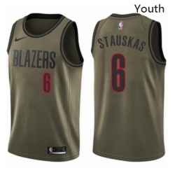 Youth Nike Portland Trail Blazers 6 Nik Stauskas Swingman Green Salute to Service NBA Jersey 