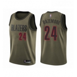 Youth Portland Trail Blazers 24 Kent Bazemore Swingman Green Salute to Service Basketball Jersey 