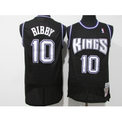 Men Sacramento Kings 10 Mike Bibby 2001 02 Black Throwback Stitched Jersey