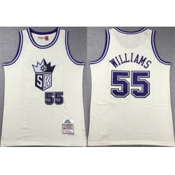 Men Sacramento Kings 55 Jason Williams White Throwback Stitched Jersey