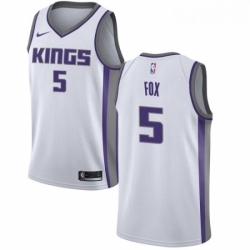 Mens Nike Sacramento Kings 5 DeAaron Fox Authentic White NBA Jersey Association Edition 