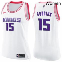 Womens Nike Sacramento Kings 15 DeMarcus Cousins Swingman WhitePink Fashion NBA Jersey