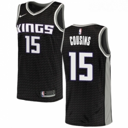 Youth Nike Sacramento Kings 15 DeMarcus Cousins Swingman Black NBA Jersey Statement Edition