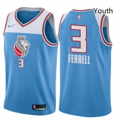 Youth Nike Sacramento Kings 3 Yogi Ferrell Swingman Blue NBA Jersey City Edition 