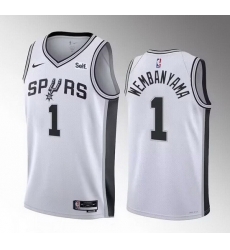 Men San Antonio Spurs 1 Victor Wembanyama White 2022 23 Association Edition Stitched Basketball Jersey