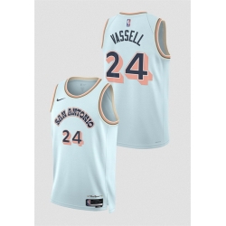 Men San Antonio Spurs 24 Devin Vassell Light Blue 2024 25 City Edition Stitched Basketball Jersey