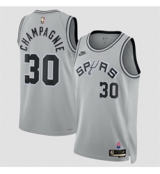 Men San Antonio Spurs 30 Julian Champagnie Silver 2026 27 Classic Edition Stitched Basketball Jersey Men San Antonio Spurs 30 Julian Champagnie Silver 2026 27 Classic Edition Stitched Basketball Jersey