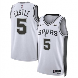 Men San Antonio Spurs 5 Stephon Castle White 2024 Draft Association Edition Stitched Basketball Jersey