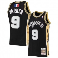 Men San Antonio Spurs 9 Tony Parker Black 2001 02 Hardwood Classics Swingman Stitched Jersey