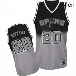 Mens Adidas San Antonio Spurs 20 Manu Ginobili Authentic BlackGrey Fadeaway Fashion NBA Jersey