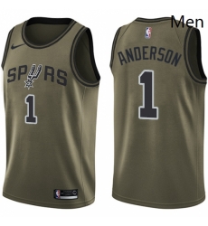 Mens Nike San Antonio Spurs 1 Kyle Anderson Swingman Green Salute to Service NBA Jersey