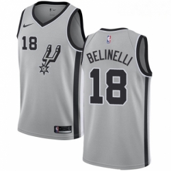 Mens Nike San Antonio Spurs 18 Marco Belinelli Swingman Silver NBA Jersey Statement Edition 