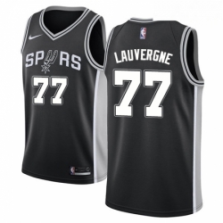 Mens Nike San Antonio Spurs 77 Joffrey Lauvergne Swingman Black Road NBA Jersey Icon Edition 