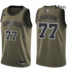 Mens Nike San Antonio Spurs 77 Joffrey Lauvergne Swingman Green Salute to Service NBA Jersey 