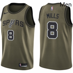 Mens Nike San Antonio Spurs 8 Patty Mills Swingman Green Salute to Service NBA Jersey