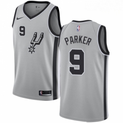 Mens Nike San Antonio Spurs 9 Tony Parker Authentic Silver Alternate NBA Jersey Statement Edition