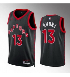 Men Toronto Raptors 13 Jordan Nwora Black Statement Edition Stitched Basketball Jersey