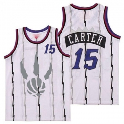 Raptors 15 Vince Carter White Gray Logo Retro Jersey 6