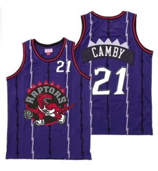 Raptors 21 Marcus Camby Purple Big Gray Red Logo Retro Jersey