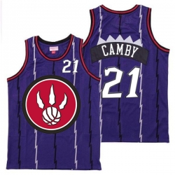 Raptors 21 Marcus Camby Purple Red Big Logo Retro Jersey