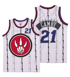 Raptors 21 Marcus Camby White Red Big Logo Retro Jersey