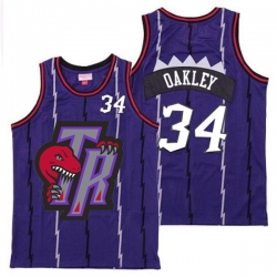 Raptors 34 Charles Oakley Purple Big Gray TR Logo Retro Jersey 9