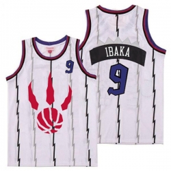 Raptors 9 Serge Ibaka White Throwback Jerseys