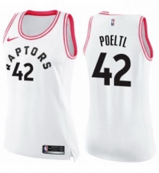 Womens Nike Toronto Raptors 42 Jakob Poeltl Swingman WhitePink Fashion NBA Jersey