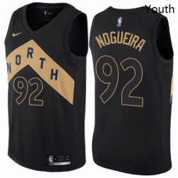 Youth Nike Toronto Raptors 92 Lucas Nogueira Swingman Black NBA Jersey City Edition