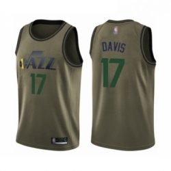 Mens Utah Jazz 17 Ed Davis Swingman Green Salute to Service Basketball Jersey 