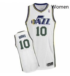 Womens Adidas Utah Jazz 10 Alec Burks Authentic White Home NBA Jersey